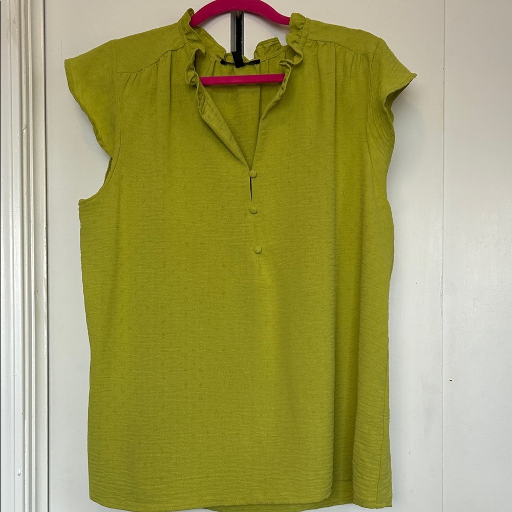 Vibrant Lime Ruffle Top NWOT